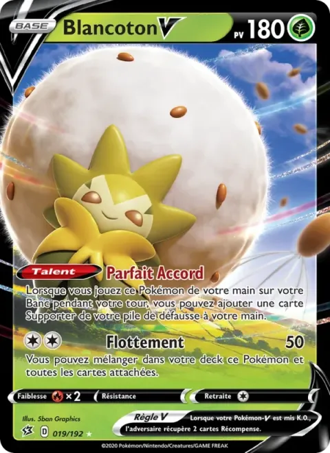 Carte Pokémon Blancoton V 019/192, extension Clash des Rebelles