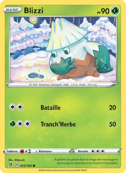 Carte Pokémon Blizzi 012/192, extension Clash des Rebelles
