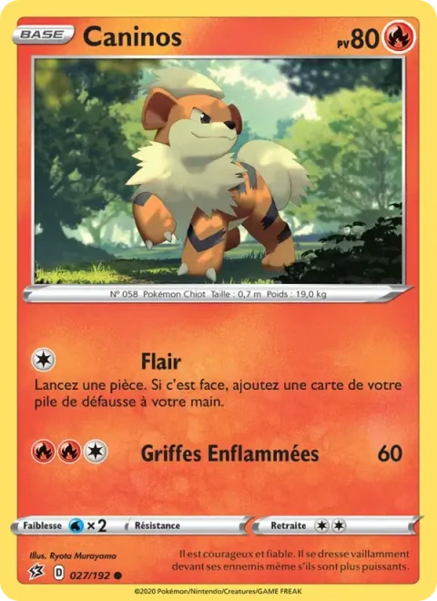 Carte Pokémon Caninos 027/192, extension Clash des Rebelles