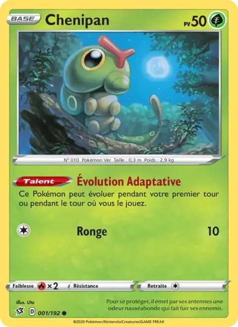 Carte Pokémon Chenipan 001/192, extension Clash des Rebelles