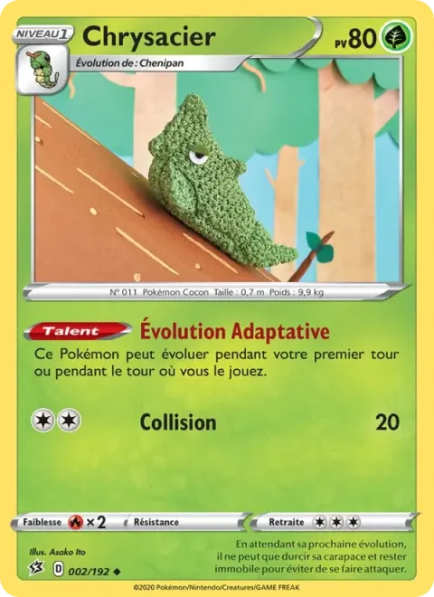 Carte Pokémon Chrysacier 002/192, extension Clash des Rebelles