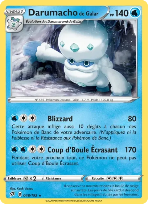 Carte Pokémon Darumacho de Galar 048/192, extension Clash des Rebelles