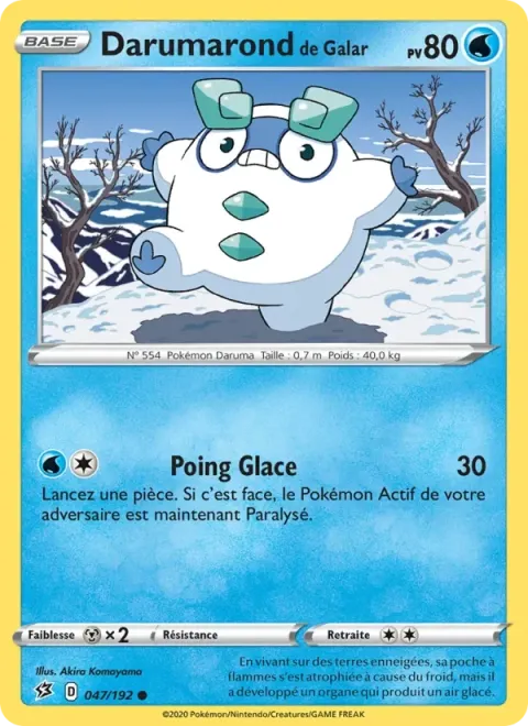 Carte Pokémon Darumarond de Galar 047/192, extension Clash des Rebelles