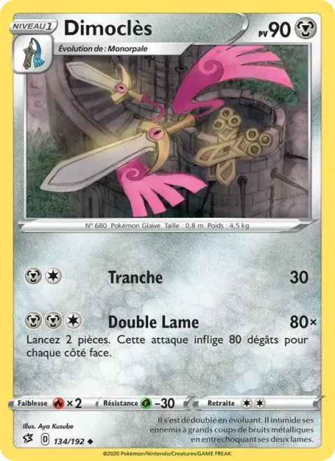Carte Pokémon Dimoclès 134/192, extension Clash des Rebelles