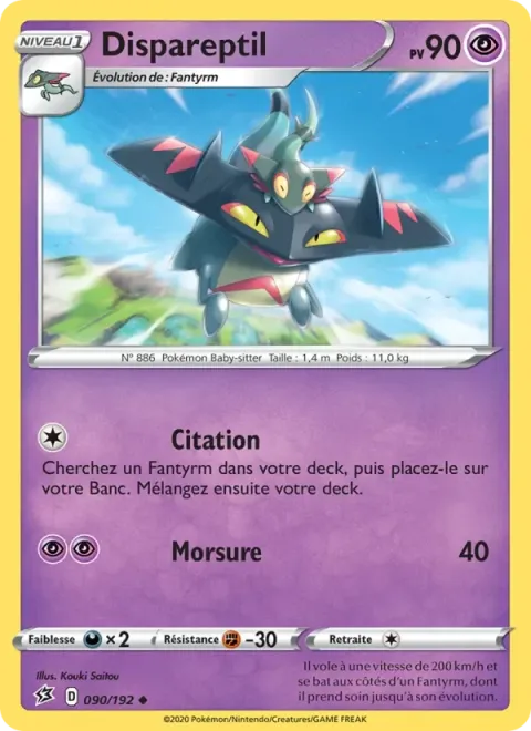 Carte Pokémon Dispareptil 090/192, extension Clash des Rebelles