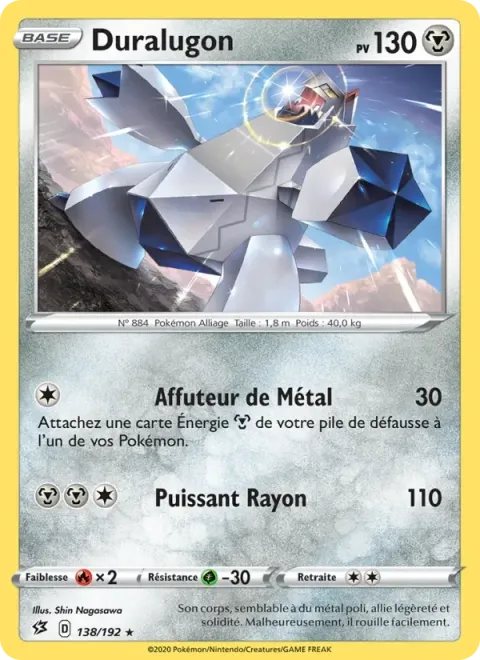 Carte Pokémon Duralugon 138/192, extension Clash des Rebelles