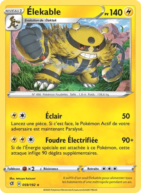 Carte Pokémon Élekable 059/192, extension Clash des Rebelles