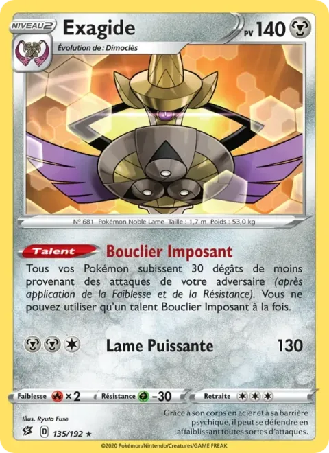 Carte Pokémon Exagide 135/192, extension Clash des Rebelles
