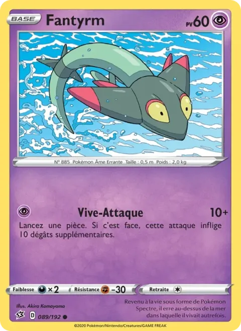 Carte Pokémon Fantyrm 089/192, extension Clash des Rebelles