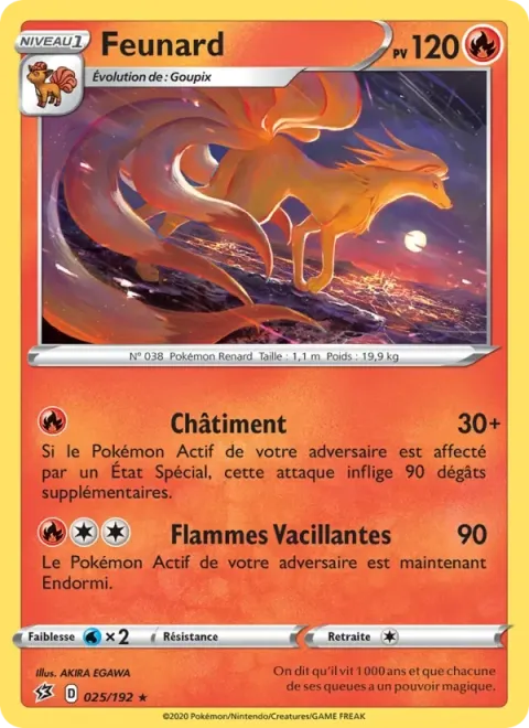 Carte Pokémon Feunard 025/192, extension Clash des Rebelles
