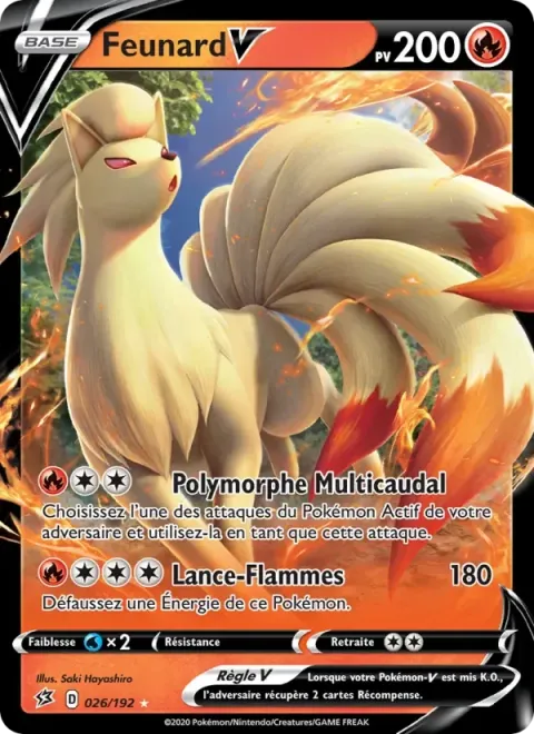 Carte Pokémon Feunard V 026/192, extension Clash des Rebelles