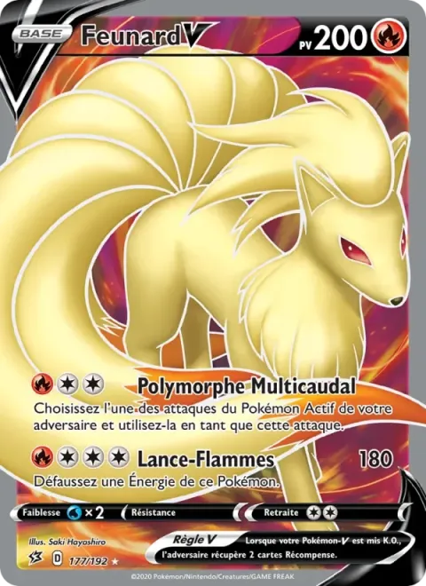 Carte Pokémon Feunard V 177/192, extension Clash des Rebelles