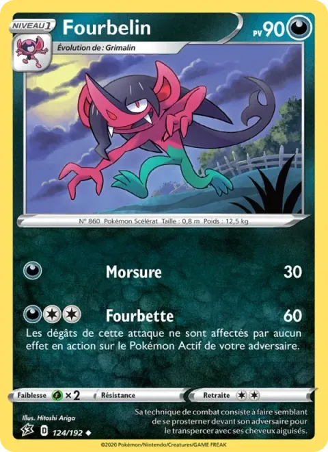 Carte Pokémon Fourbelin 124/192, extension Clash des Rebelles
