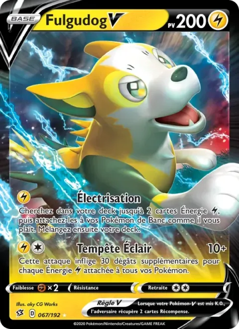 Carte Pokémon Fulgudog V 067/192, extension Clash des Rebelles