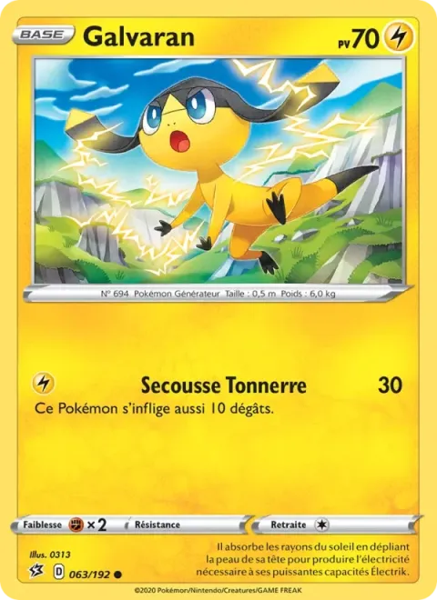 Carte Pokémon Galvaran 063/192, extension Clash des Rebelles