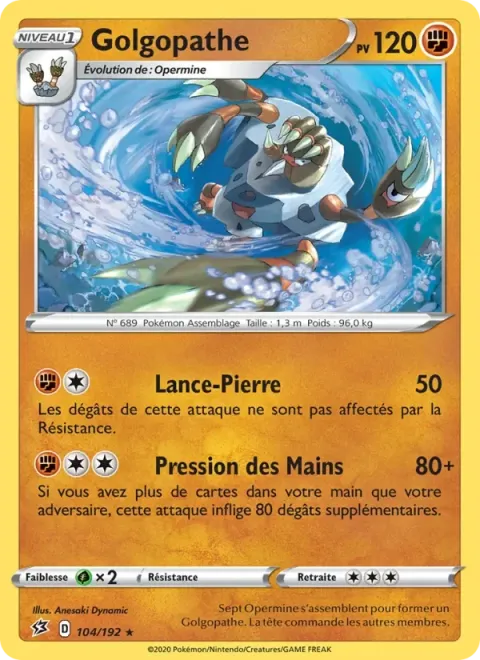 Carte Pokémon Golgopathe 104/192, extension Clash des Rebelles