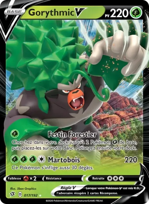 Carte Pokémon Gorythmic V 017/192, extension Clash des Rebelles