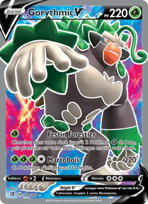 Carte Pokémon Gorythmic V 175/192, extension Clash des Rebelles