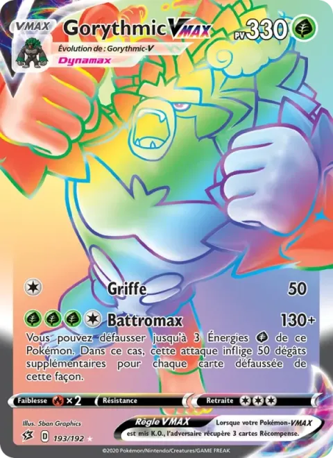 Carte Pokémon Gorythmic VMAX 193/192, extension Clash des Rebelles