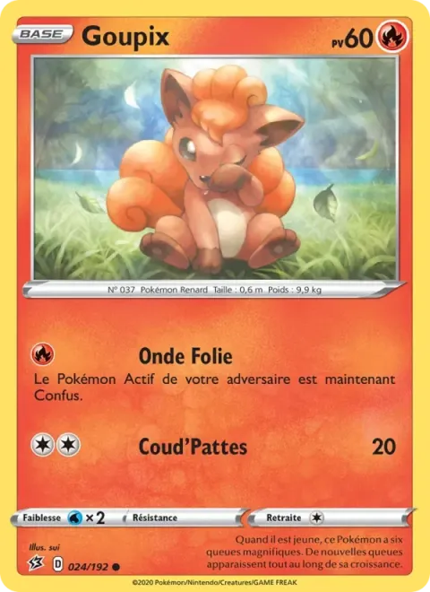 Carte Pokémon Goupix 024/192, extension Clash des Rebelles