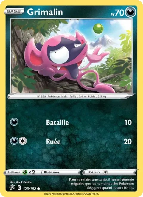Carte Pokémon Grimalin 123/192, extension Clash des Rebelles
