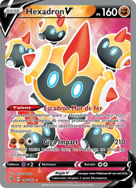 Carte Pokémon Hexadron V 185/192, extension Clash des Rebelles
