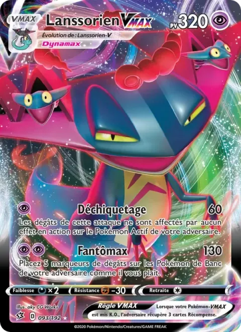 Carte Pokémon Lanssorien VMAX 093/192, extension Clash des Rebelles