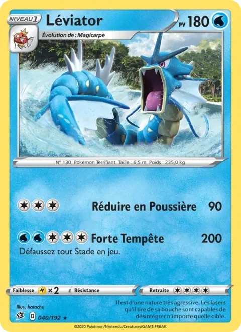 Carte Pokémon Léviator 040/192, extension Clash des Rebelles