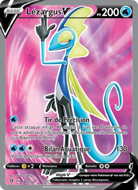 Carte Pokémon Lézargus V 180/192, extension Clash des Rebelles