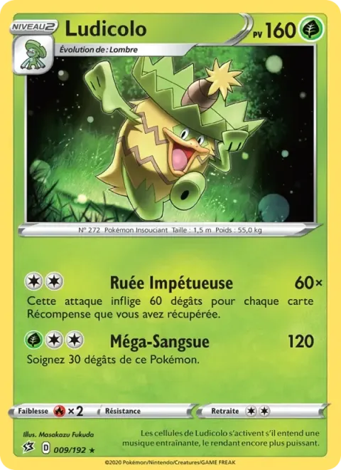 Carte Pokémon Ludicolo 009/192, extension Clash des Rebelles
