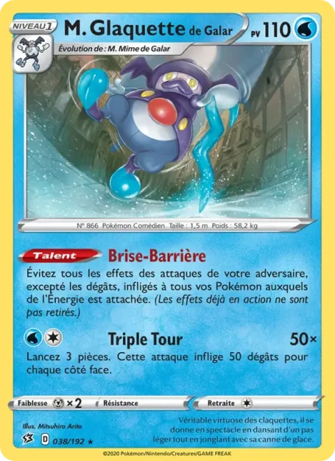 Carte Pokémon M. Glaquette de Galar 038/192, extension Clash des Rebelles