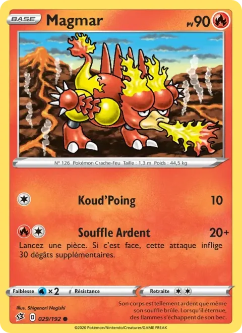 Carte Pokémon Magmar 029/192, extension Clash des Rebelles