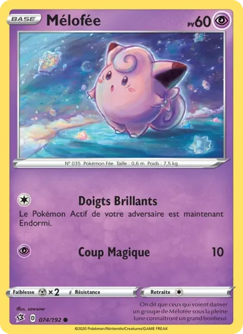 Carte Pokémon Mélofée 074/192, extension Clash des Rebelles