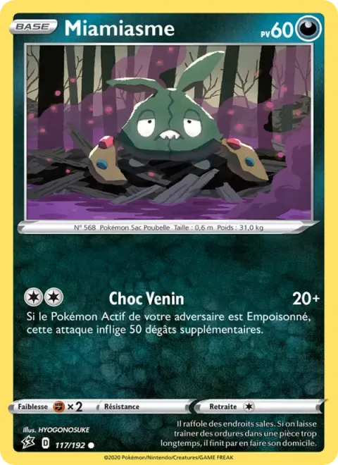 Carte Pokémon Miamiasme 117/192, extension Clash des Rebelles
