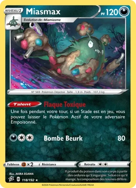 Carte Pokémon Miasmax 118/192, extension Clash des Rebelles