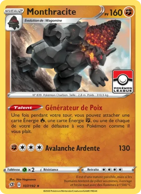 Carte Pokémon Monthracite 107/192, extension Clash des Rebelles