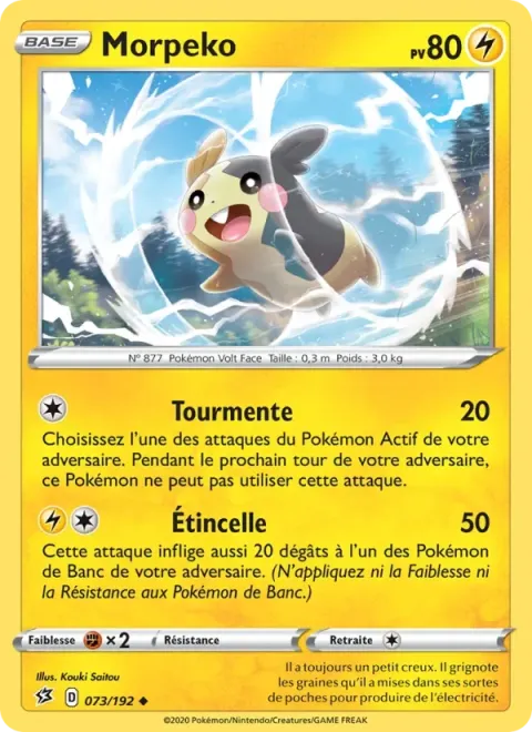 Carte Pokémon Morpeko 073/192, extension Clash des Rebelles