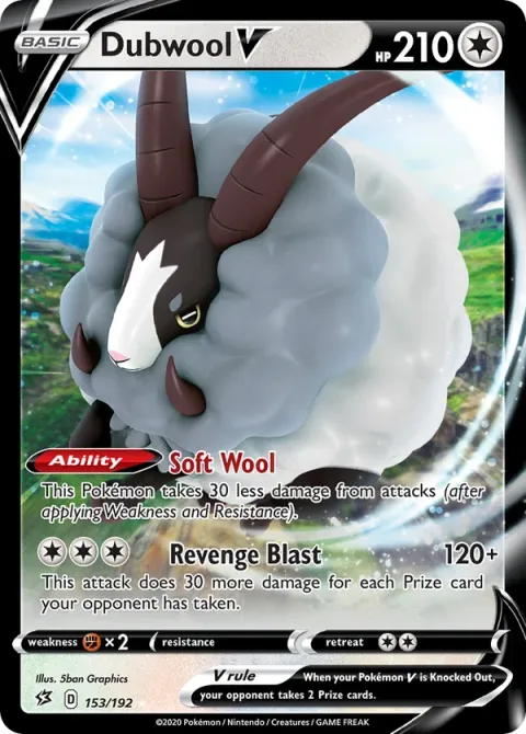 Carte Pokémon Moumouflon V 153/192, extension Clash des Rebelles