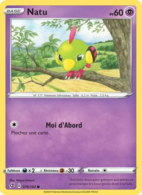 Carte Pokémon Natu 076/192, extension Clash des Rebelles