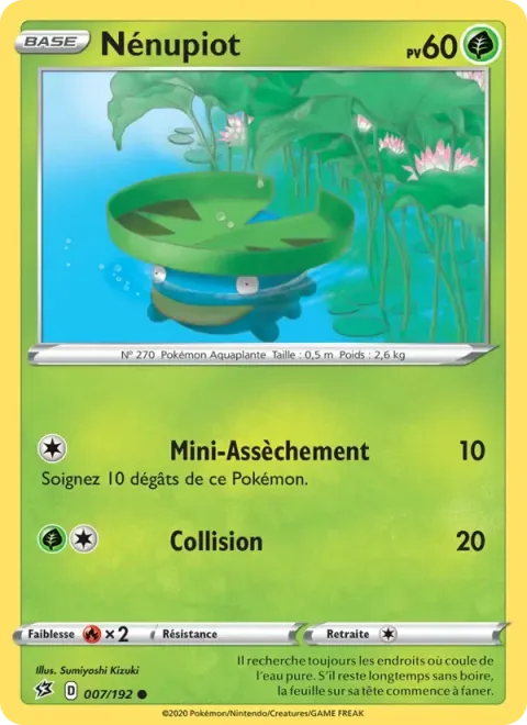 Carte Pokémon Nénupiot 007/192, extension Clash des Rebelles