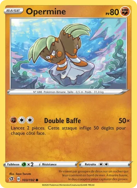Carte Pokémon Opermine 103/192, extension Clash des Rebelles