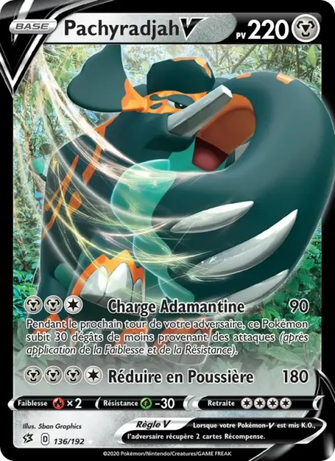 Carte Pokémon Pachyradjah V 136/192, extension Clash des Rebelles
