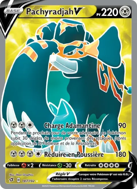 Carte Pokémon Pachyradjah V 187/192, extension Clash des Rebelles