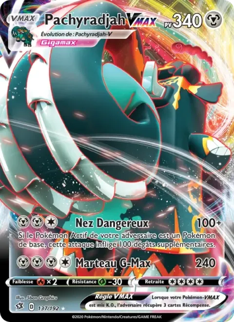 Carte Pokémon Pachyradjah VMAX 137/192, extension Clash des Rebelles