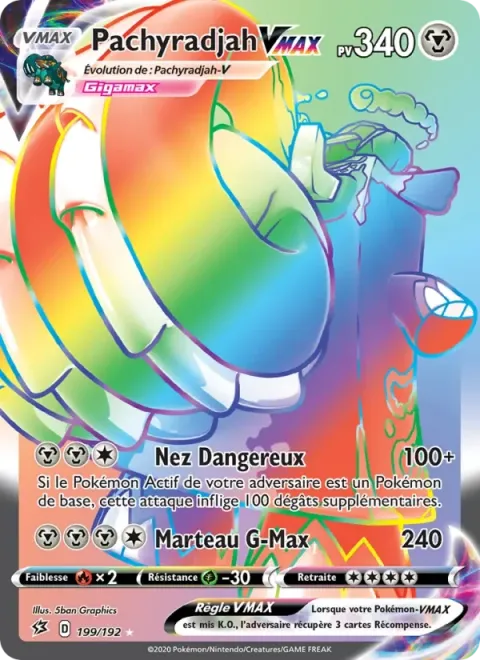 Carte Pokémon Pachyradjah VMAX 199/192, extension Clash des Rebelles