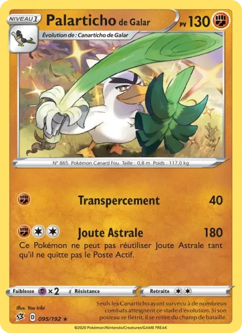 Carte Pokémon Palarticho de Galar 095/192, extension Clash des Rebelles