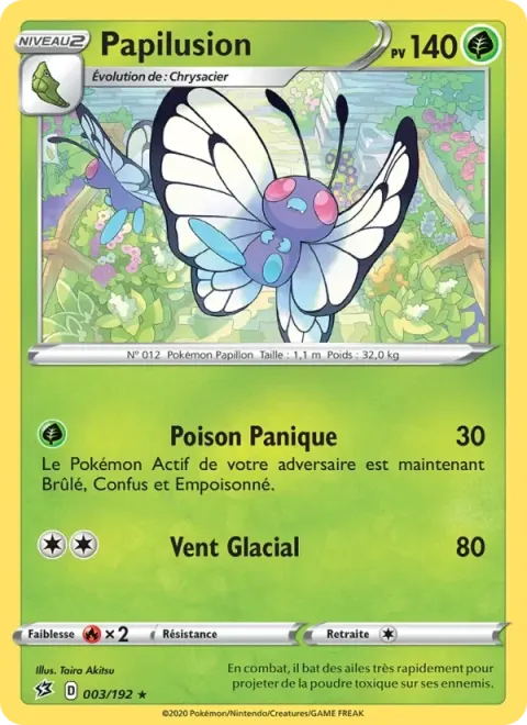 Carte Pokémon Papilusion 003/192, extension Clash des Rebelles