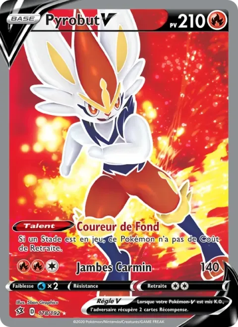 Carte Pokémon Pyrobut V 178/192, extension Clash des Rebelles