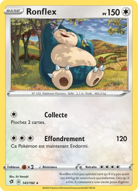 Carte Pokémon Ronflex 141/192, extension Clash des Rebelles