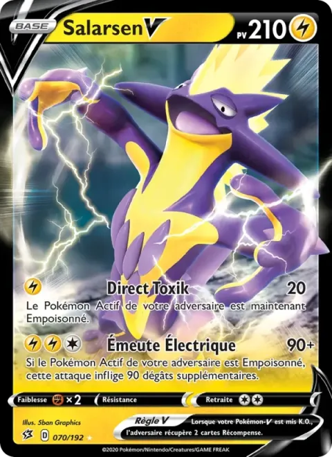 Carte Pokémon Salarsen V 070/192, extension Clash des Rebelles